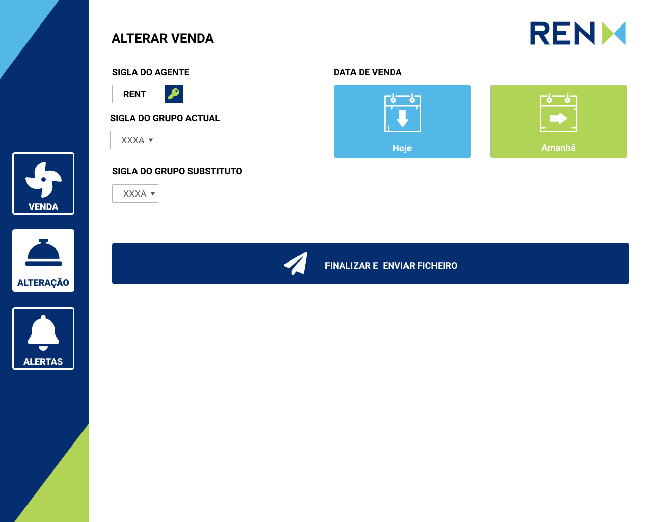 Alterar Venda screen for updating an existing offer