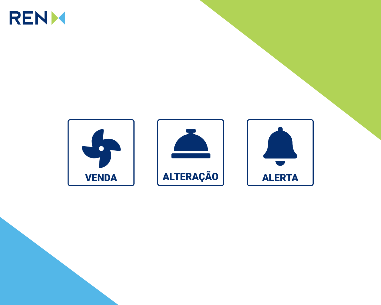 REN Dispatch home screen with Venda, Alteração and Alerta modules